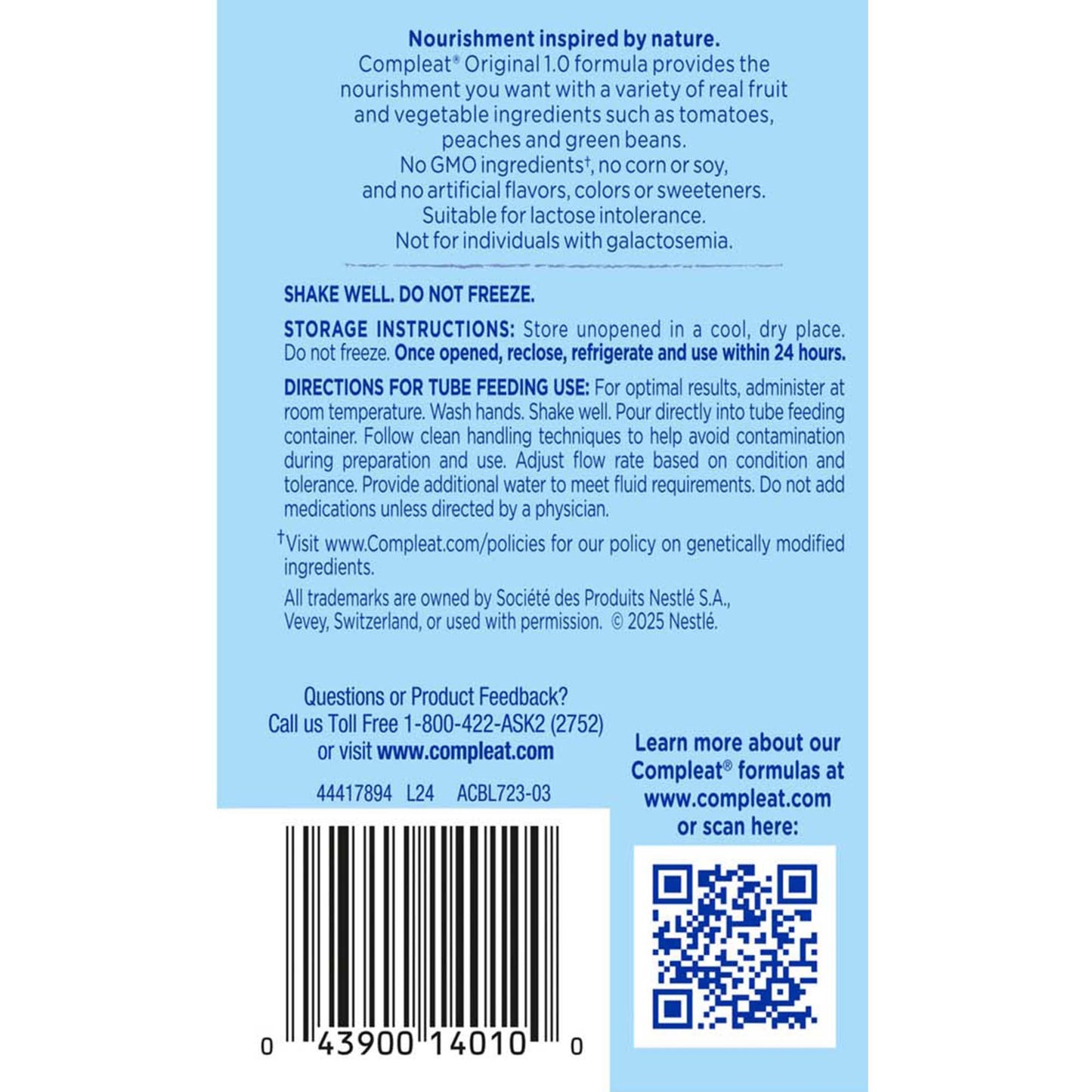 Compleat® 1.0 Original Nutritionally Complete Tube Feeding Formula, 8.45-oz. 10043900140107