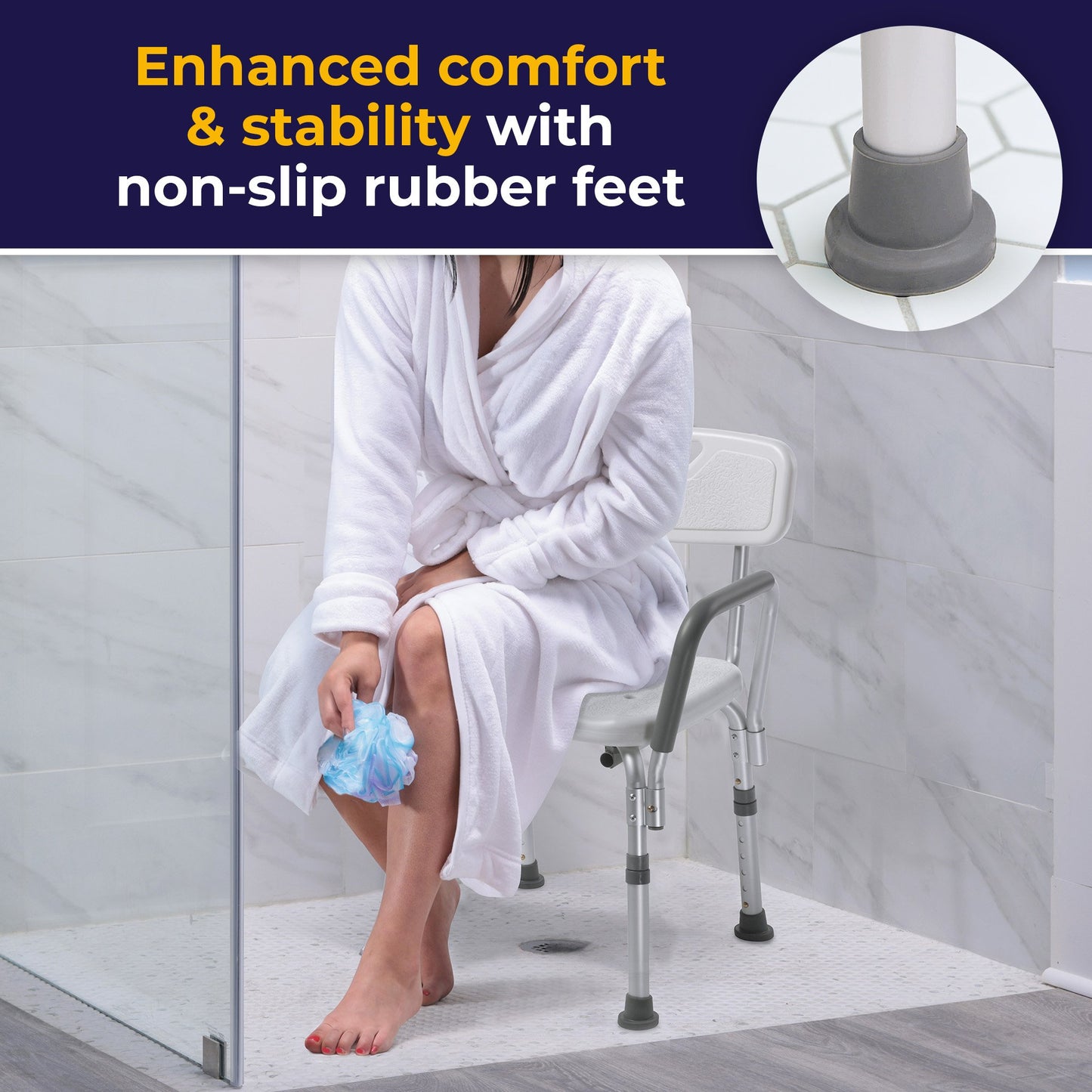 drive™ Shower Chair with Back and Removable Padded Arms 12445KD-1