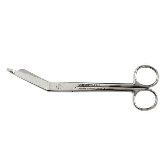 Bandage Scissors McKesson Lister 7-1/4 Inch Length Office Grade Stainless Steel NonSterile Finger Ring Handle Angled Blunt Tip / Blunt Tip - 43-2-241