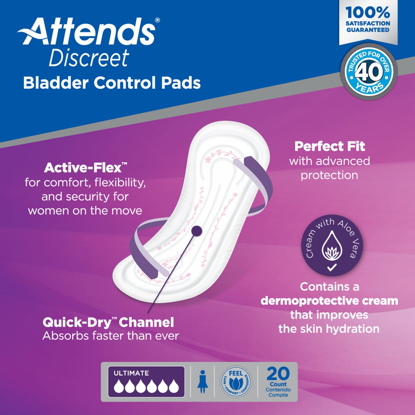 Attends® Discreet Women's Ultimate Bladder Control Pad, 15-Inch Length ADPULT