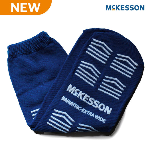 Slipper Socks McKesson Unisex Adult Bariatric / X-Wide Single Tread Single Patient Use Royal Blue 16-BXW-1099