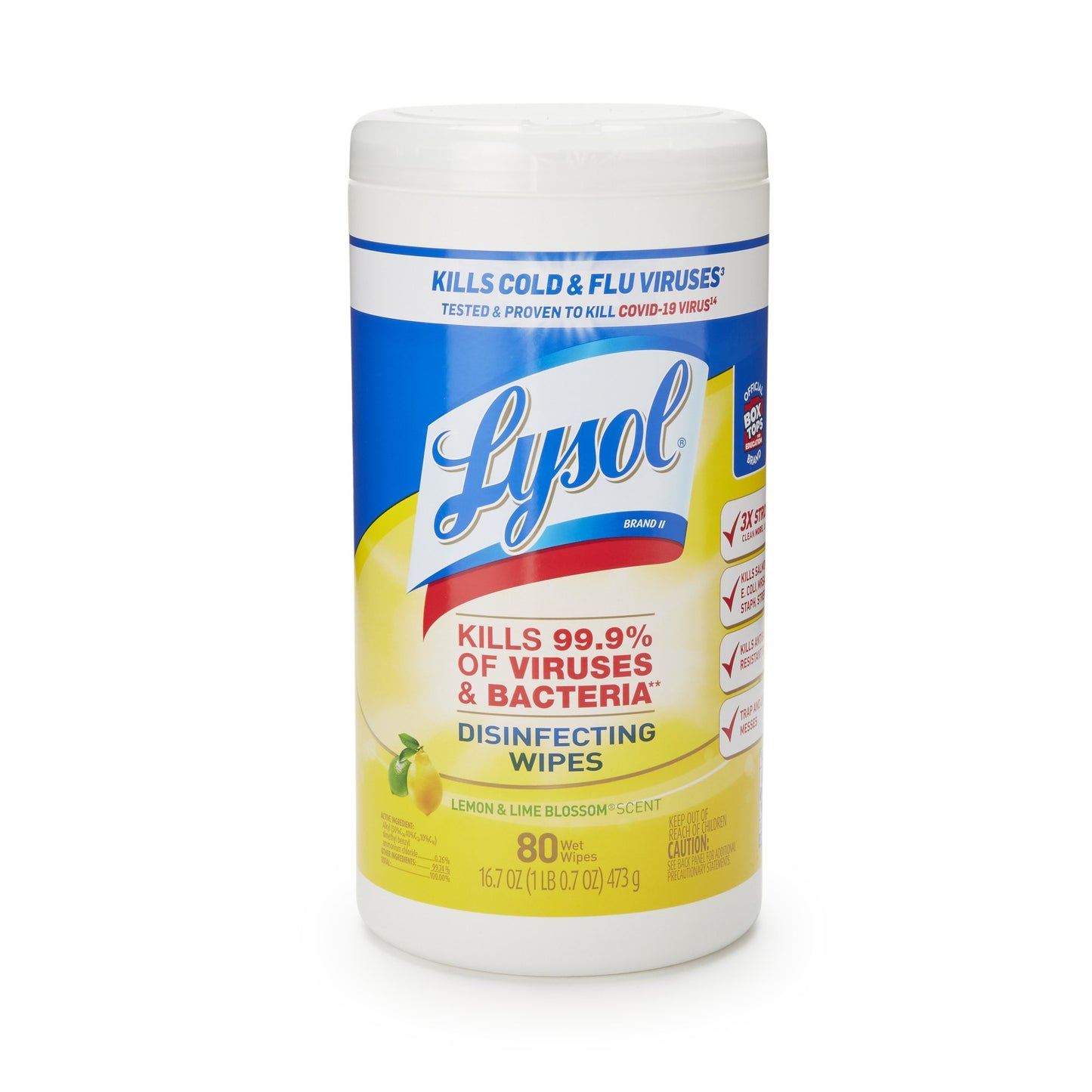 Surface Disinfectant Cleaner Lysol® Manual Pull Wipe 80 Count Canister Lemon Lime Blossom Scent NonSterile RAC77182CT