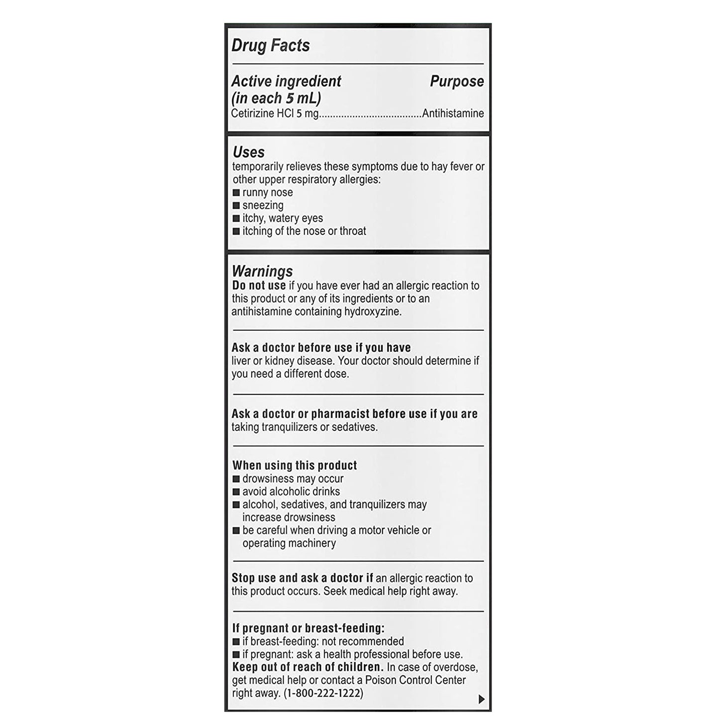 Children's Zyrtec Cetirizine Allergy Relief 50580072105