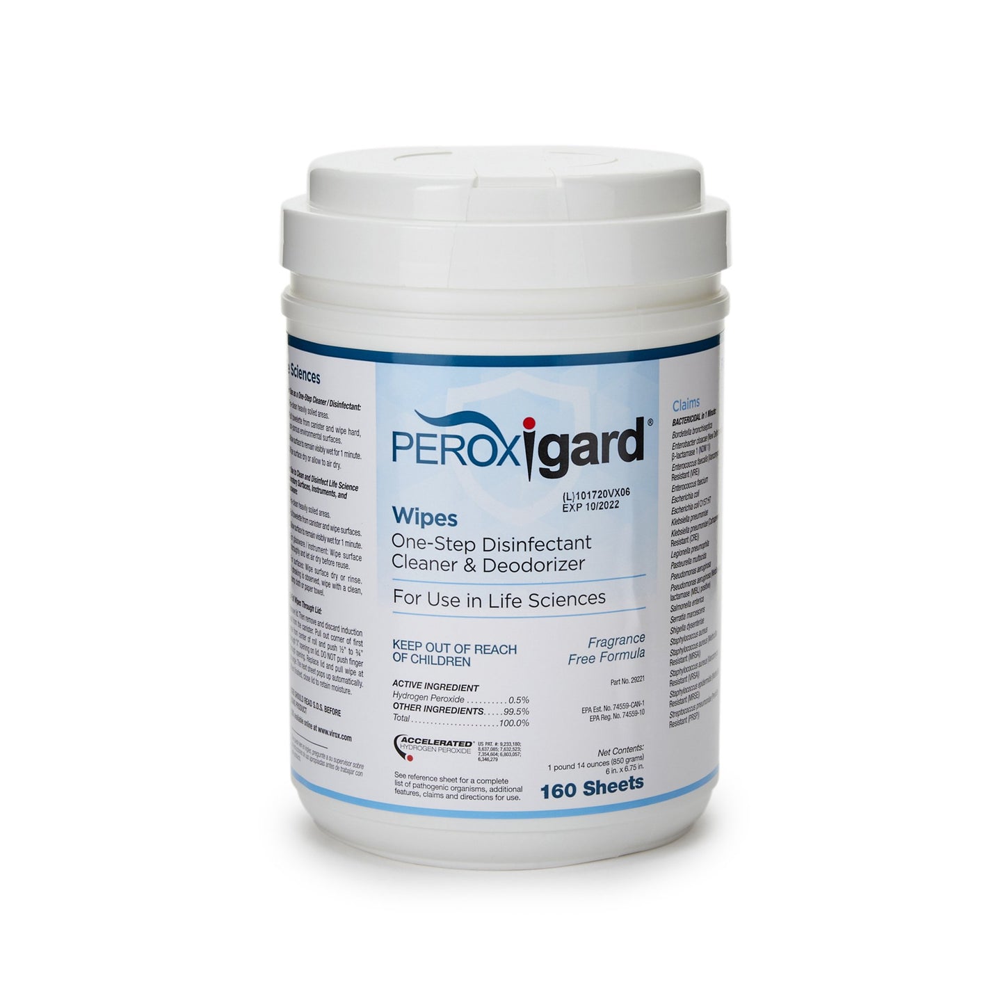 Surface Disinfectant McKesson Peroxide Based Manual Pull Wipe 160 Count Canister Light Almond Scent NonSterile - SMDW02