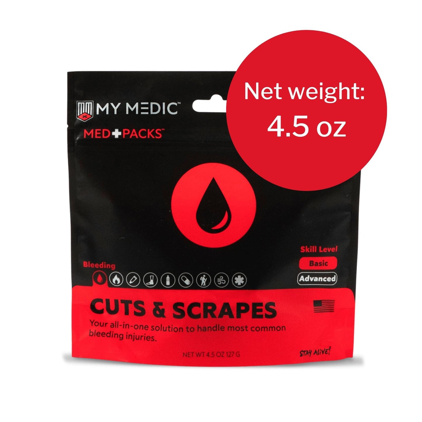 Med Packs™ First Aid Kit for Cuts, Scrapes – Injury Supplies in Portable Pouch MM-MED-PACK-CUT-SCRP-EA