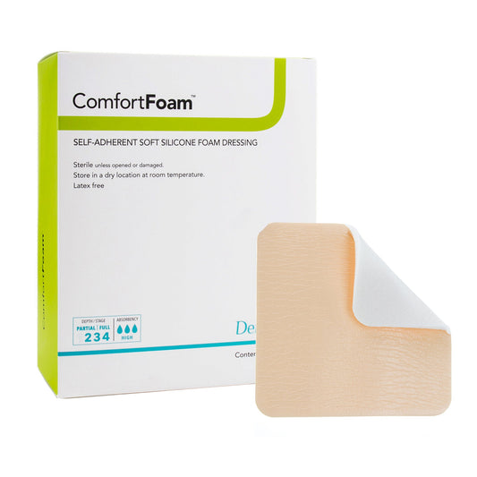Foam Dressing ComfortFoam™ 4 X 5 Inch Without Border Film Backing Silicone Face Rectangle Sterile - 44450