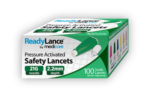 Safety Lancet ReadyLance™ 21 Gauge Retractable Pressure Activated Finger 806