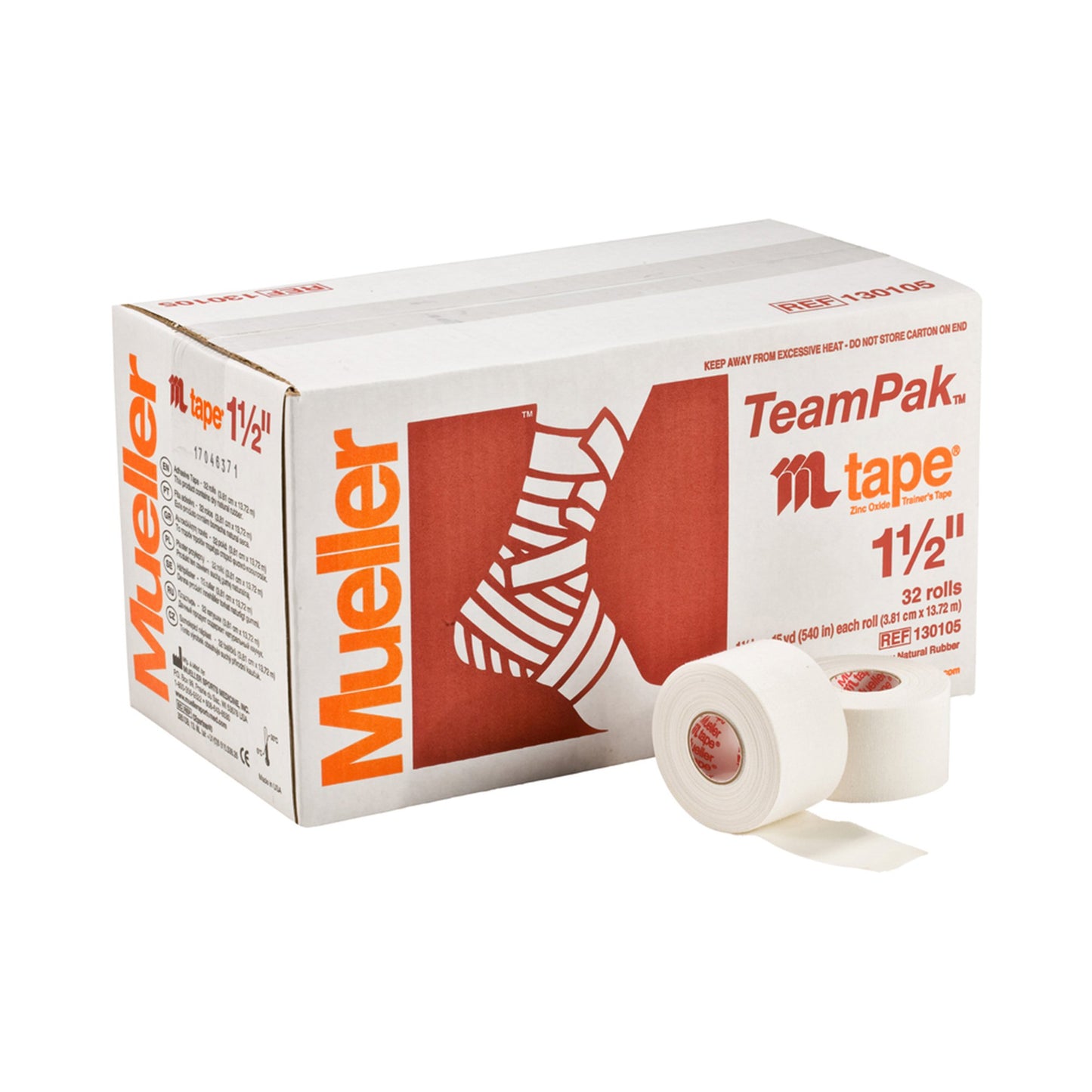 Athletic Tape Mueller® Mtape White 1-1/2 Inch X 15 Yard Cotton / Zinc Oxide NonSterile - 130105