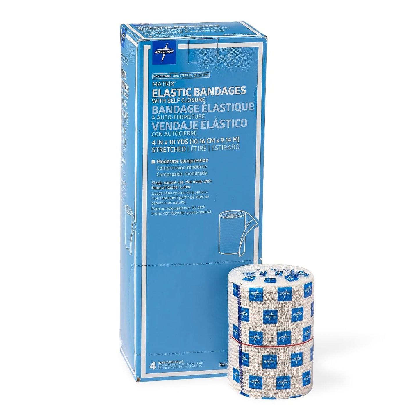 Compression Bandage 4 Inch X 10 Yard Hook and Loop Closure Tan NonSterile Standard Compression MDS087104LF