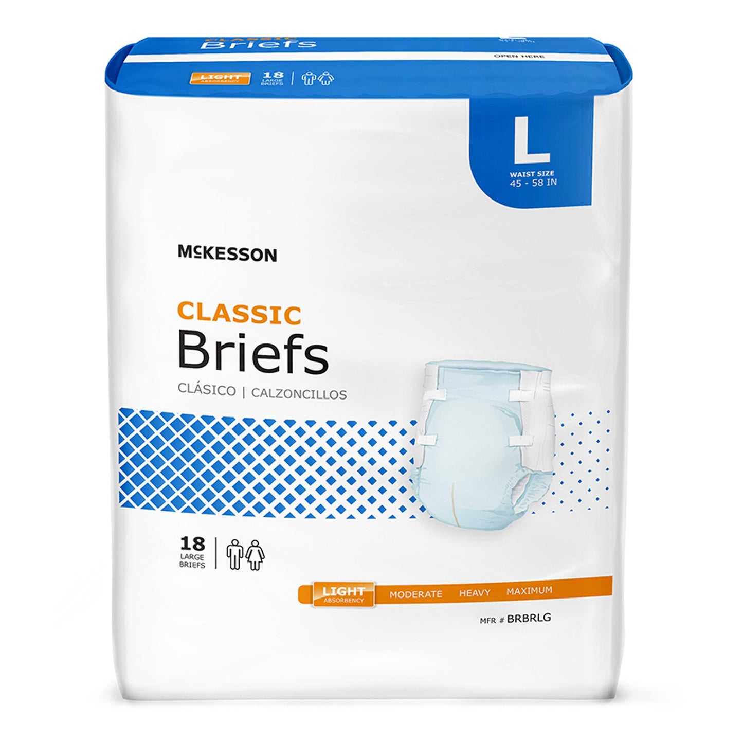 McKesson Classic Light Absorbency Incontinence Brief, Large BRBRLG