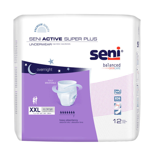 Unisex Adult Absorbent Underwear Seni® Active Super Plus Pull On with Tear Away Seams 2X-Large Disposable Heavy Absorbency - S-2X12-AP1