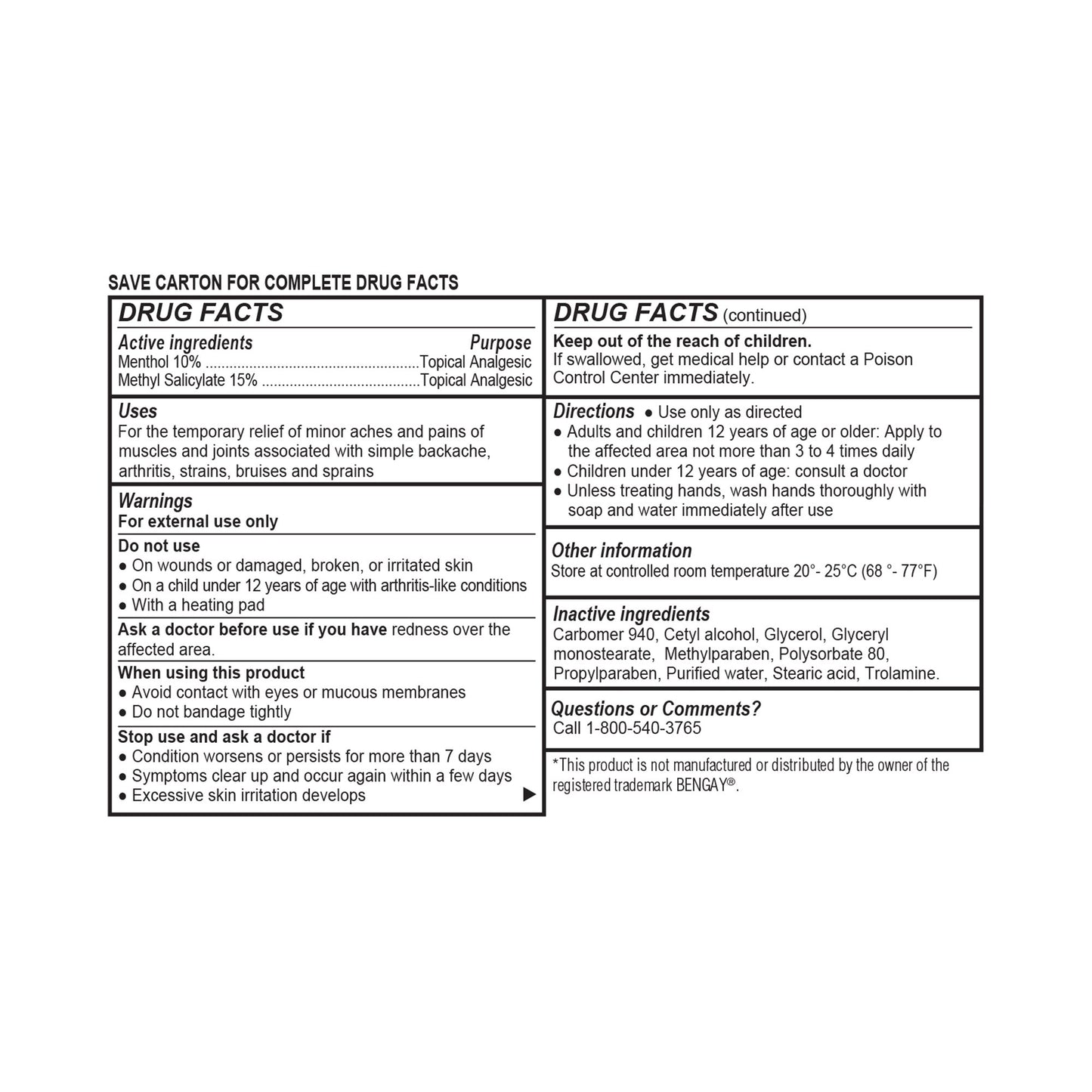 Geri-Care® Menthol / Methyl Salicylate Topical Pain Relief, 1-ounce tube S116-01-GCP