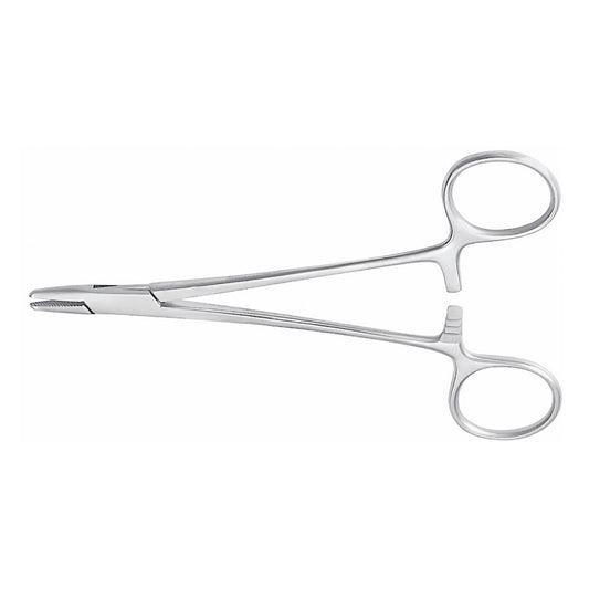 Needle Holder McKesson Baumgartner 5-1/2 Inch Length Serrated Jaws Finger Ring Handle - 43-2-832