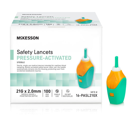 Safety Lancet McKesson 21 Gauge Retractable Pressure Activated Finger - 16-PASL21GX