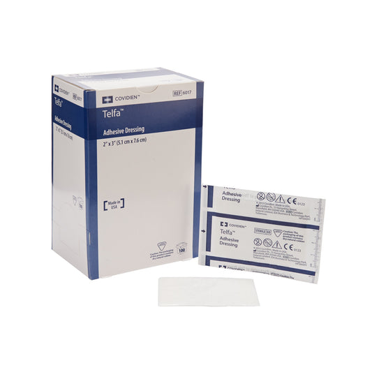 Adhesive Dressing Telfa™ 2 X 3 Inch Film / Cotton Rectangle White Sterile - 6017
