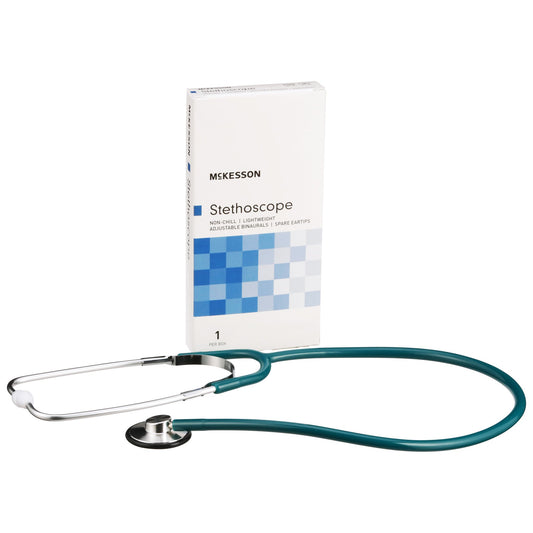 General Exam Stethoscope McKesson Teal Blue 1-Tube 21 Inch Tube Single Sided Chestpiece - 01-660TLGM
