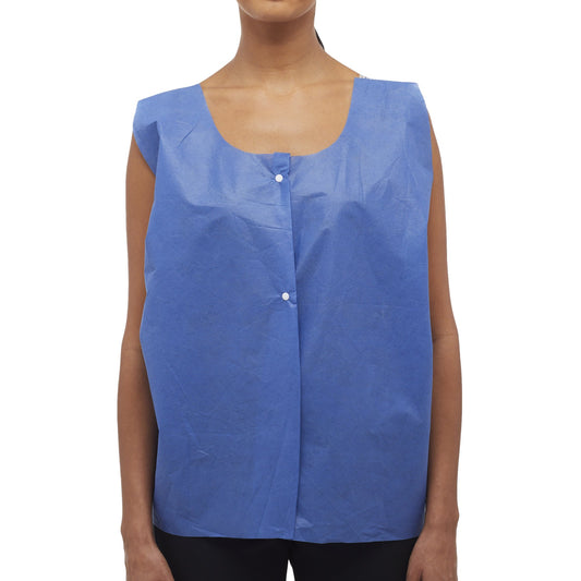 Exam Vest McKesson Blue One Size Fits Most Front Opening Snap Closure Unisex - 143-70218N