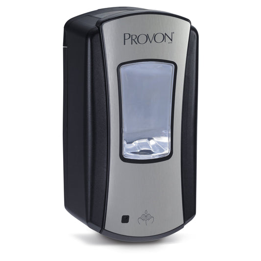 Soap Dispenser PROVON® LTX-12™ Brushed Chrome / Black Plastic Touch Free 1200 mL Wall Mount - 1972-04