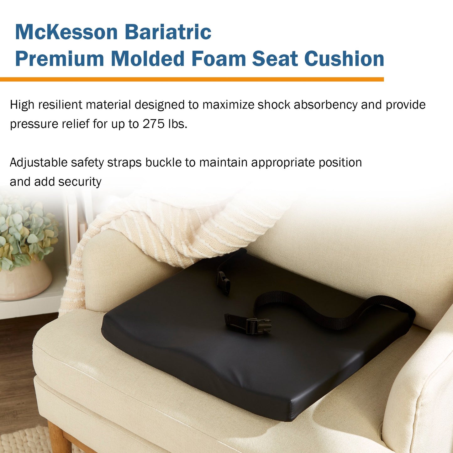 McKesson Premium Molded Foam Seat Cushion, 24 x 18 x 3 Inch 170-76006SP