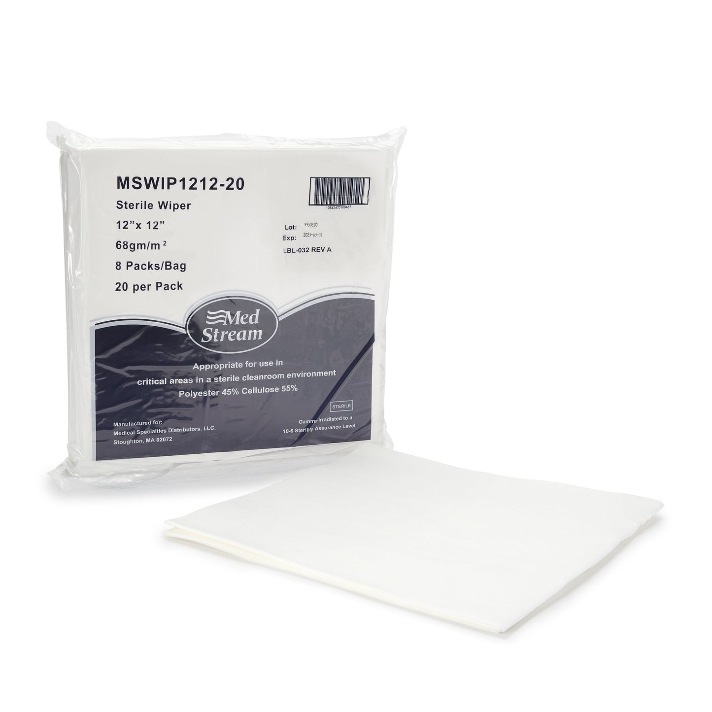McKesson Cleanroom Wipes, 12 x 12 Inch MSWIP1212-20