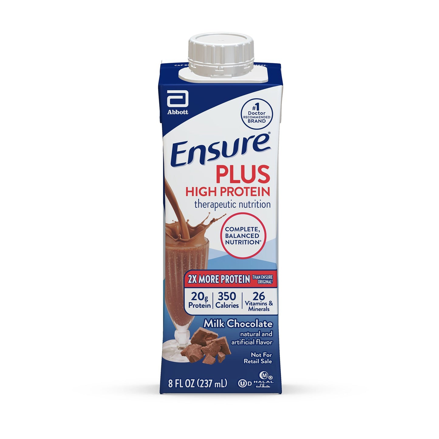 Ensure® Plus High Protein Therapeutic Nutrition Shake, Chocolate, 8-ounce carton 68230