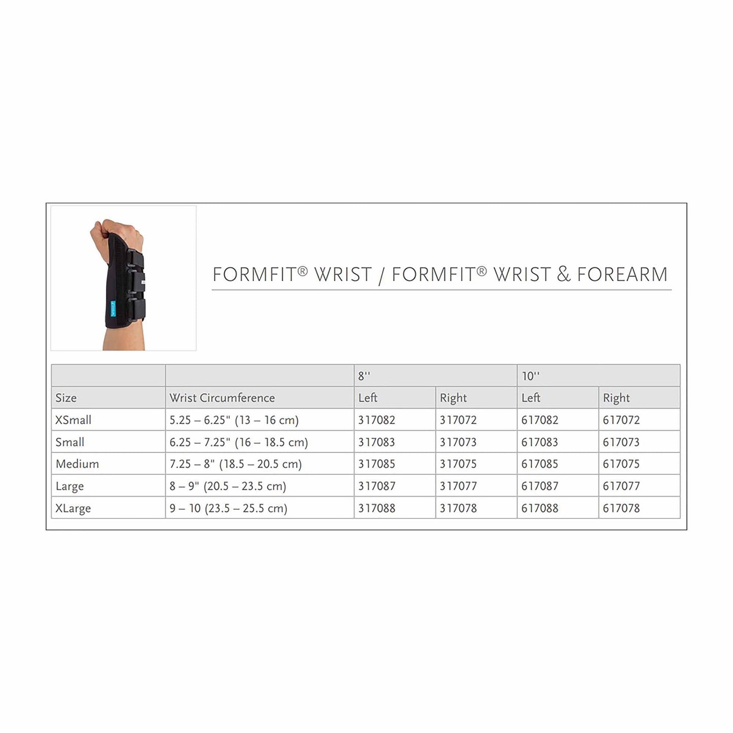 Ossur Formfit® Left Wrist Brace, Large 317087