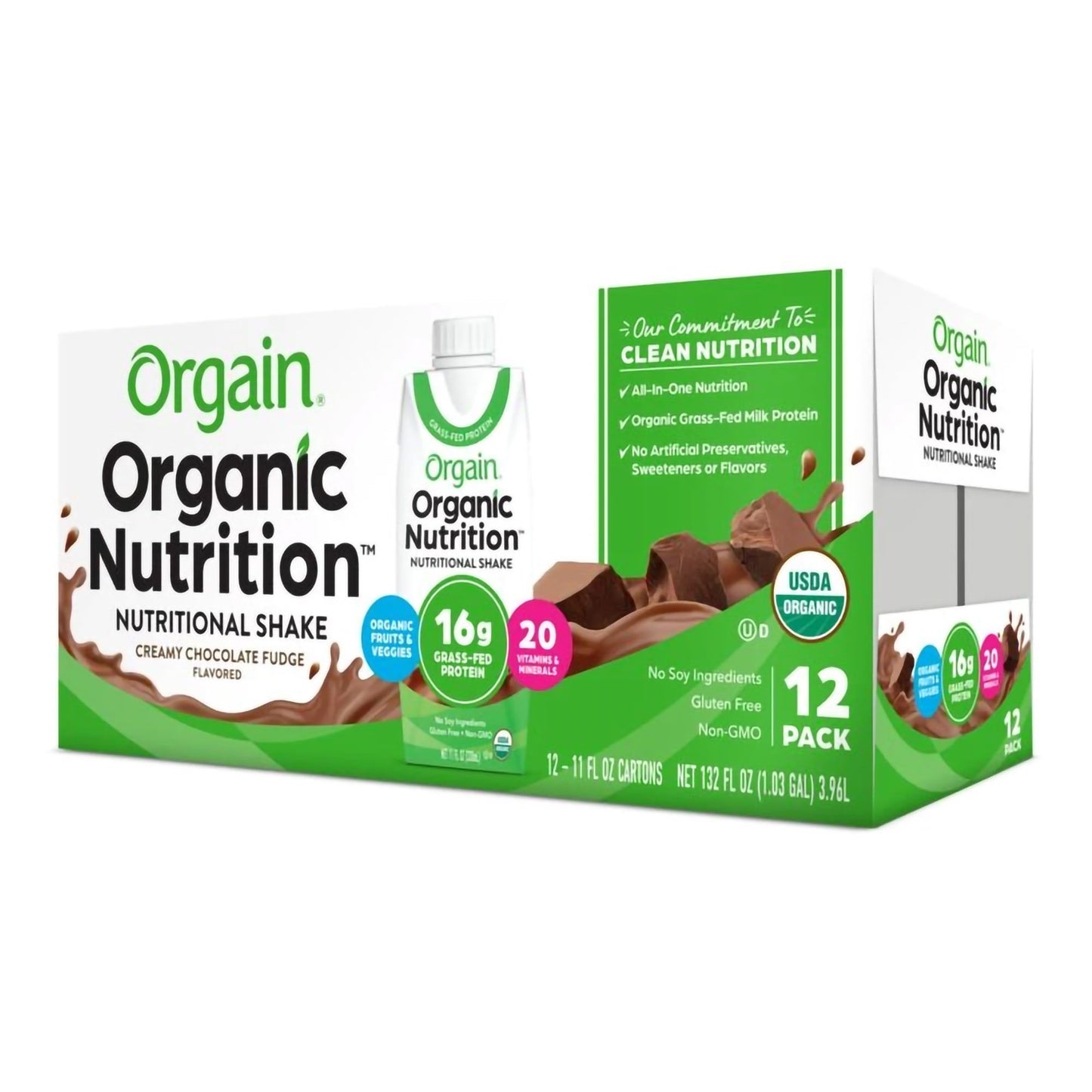 Orgain® Organic Nutrition™ Chocolate Nutritional Shake, 11-ounce carton 851770003285