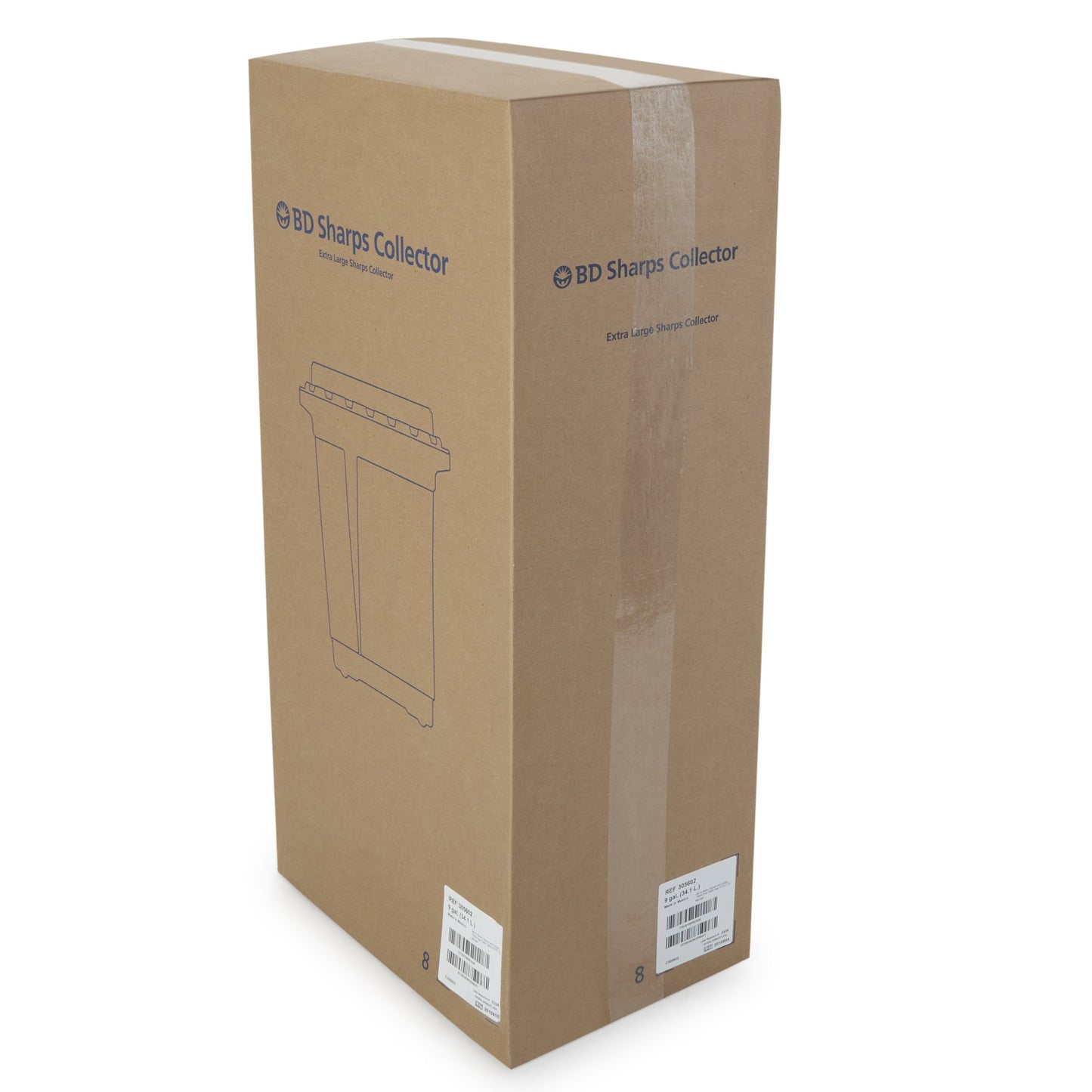 Sharps Container BD™ Red Base 18-1/2 X 17-3/4 X 11-3/4 Inch Vertical Entry 9 Gallon 305602