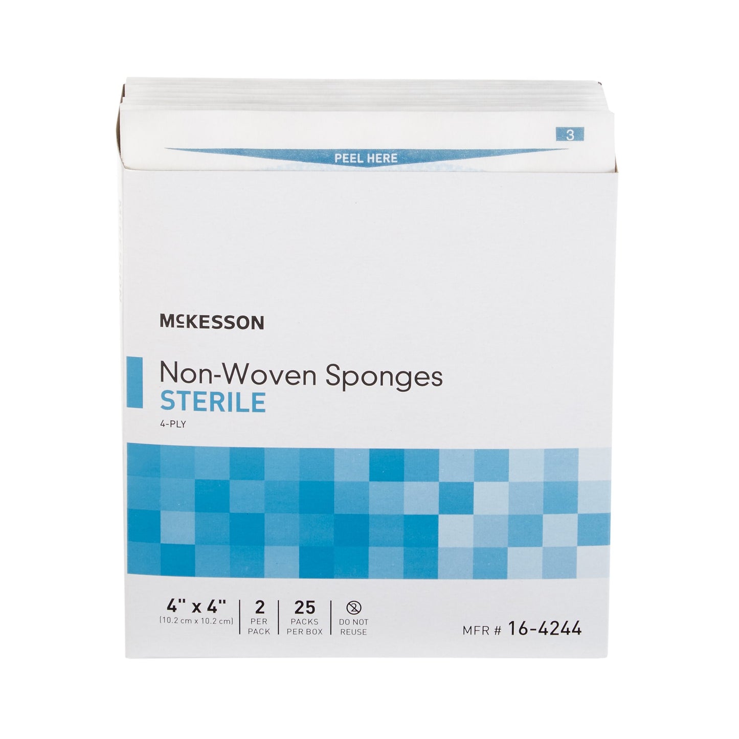 McKesson Sterile Nonwoven Sponge, 4 x 4 Inch, 4-Ply 16-4244