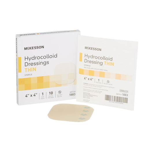 Thin Hydrocolloid Dressing McKesson Film Backing 4 X 4 Inch Square Hydrocolloid / Film - 1883