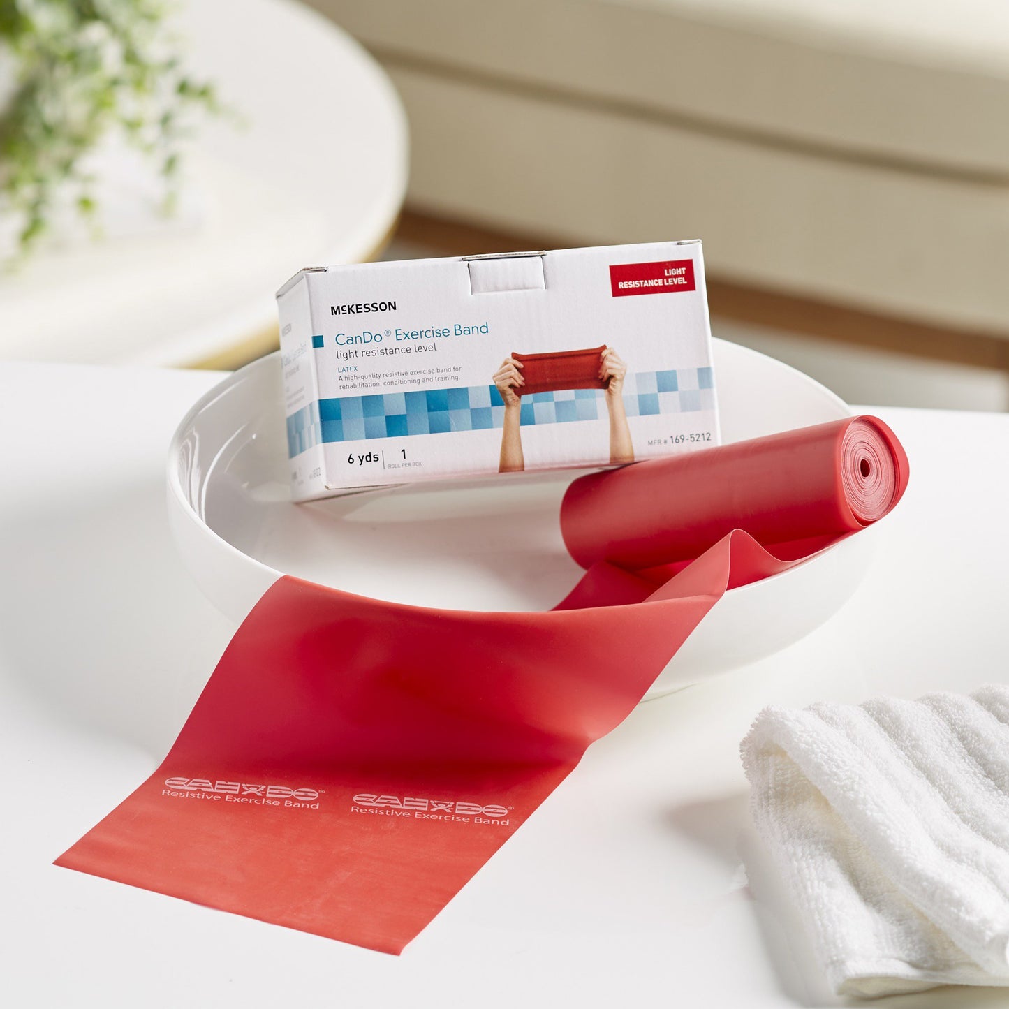 McKesson Exercise Resistance Band, Red, 5 Inch x 6 Yard, Light Resistance 169-5212