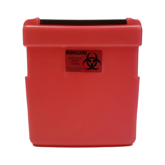 Replacement Radioactive Sharps Container Nesar Systems Red Base 8-1/2 L X 4 D X 9 H Inch Horizontal Entry 1 Gallon - 600R