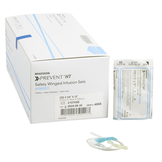 McKesson Brand McKesson Prevent Safety Winged Infusion Set, 23 Gauge 4666, Box of 50