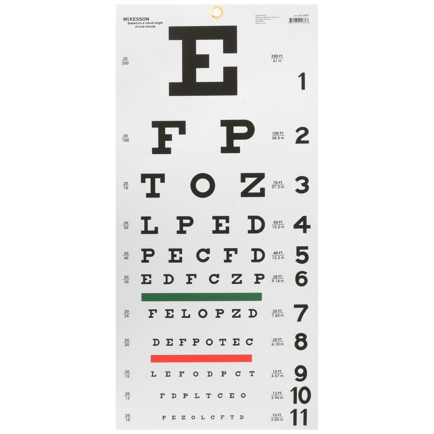 McKesson Eye Test Chart, 11 x 22 Inch 63-3050