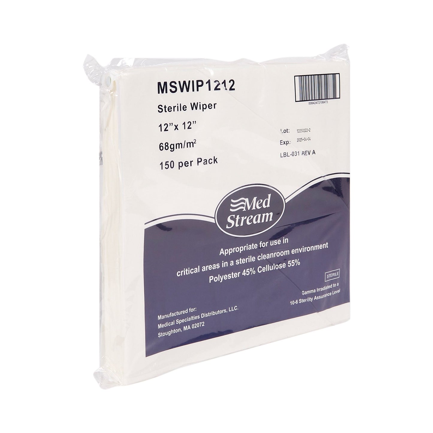 Cleanroom Wipe McKesson ISO Class 5 150 Count Bag 12 X 12 Inch Sterile Disposable - MSWIP1212