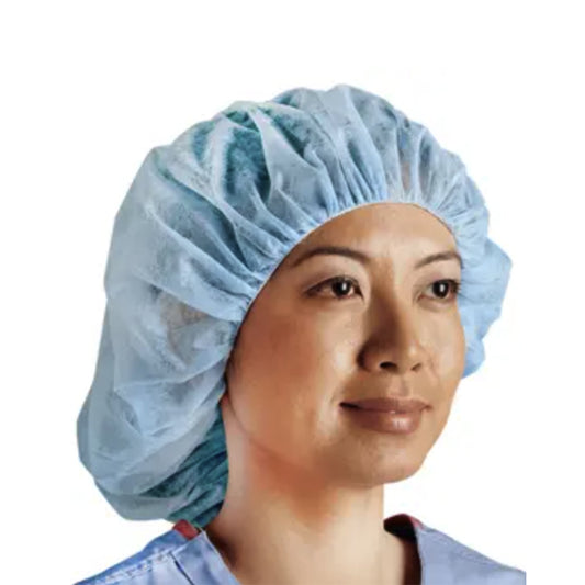 Bouffant Cap One Size Fits Most Blue Elastic Closure - B24HD