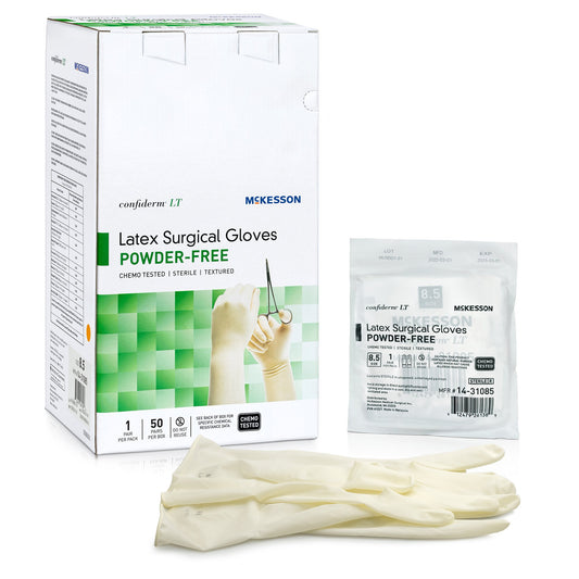Surgical Glove Confiderm® LT Size 8.5 Sterile Latex Standard Cuff Length Fully Textured Ivory Chemo Tested - 14-31085