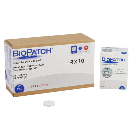 Antimicrobial Protective Disc Biopatch® CHG (Chlorhexidine Glutonate) 1 Inch Disc / 4 mm Hole Diameter Sterile - 4150