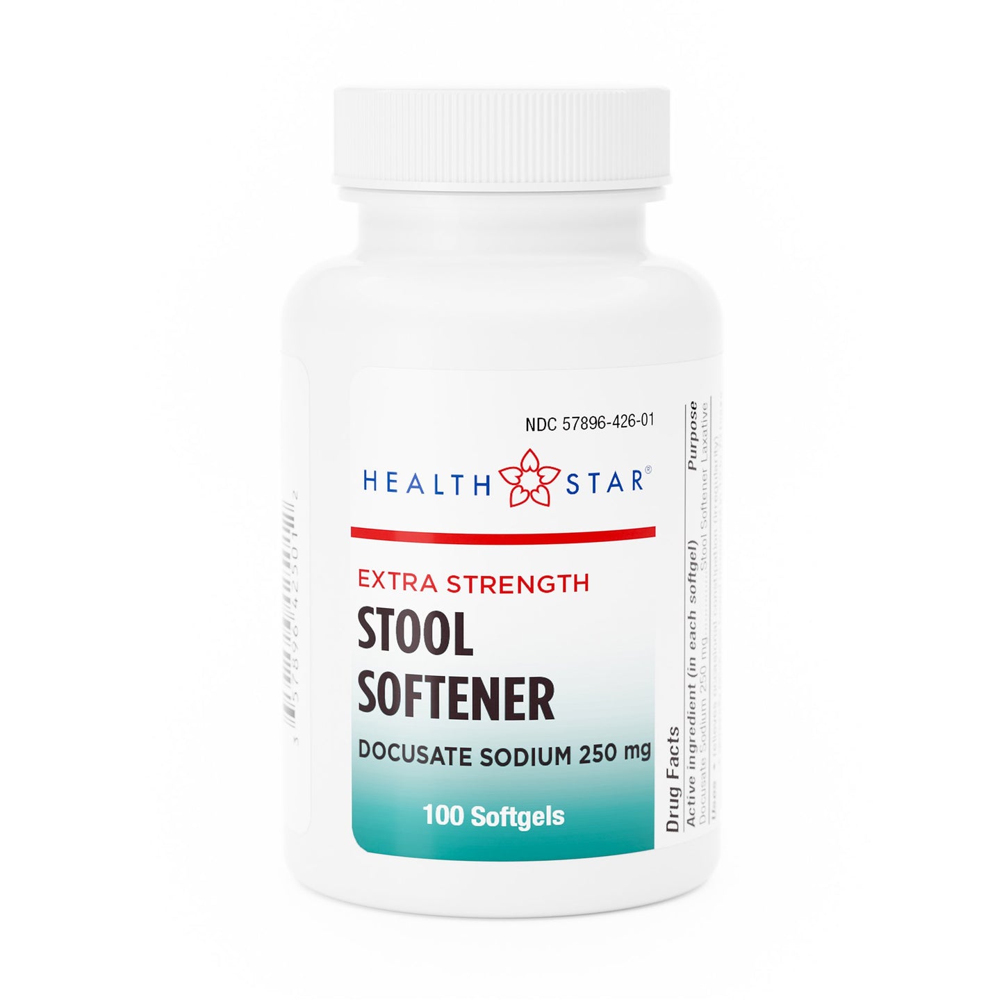 Stool Softener HEALTHSTAR® Softgel 100 per Bottle 250 mg Strength Docusate Sodium - 425-01-HST