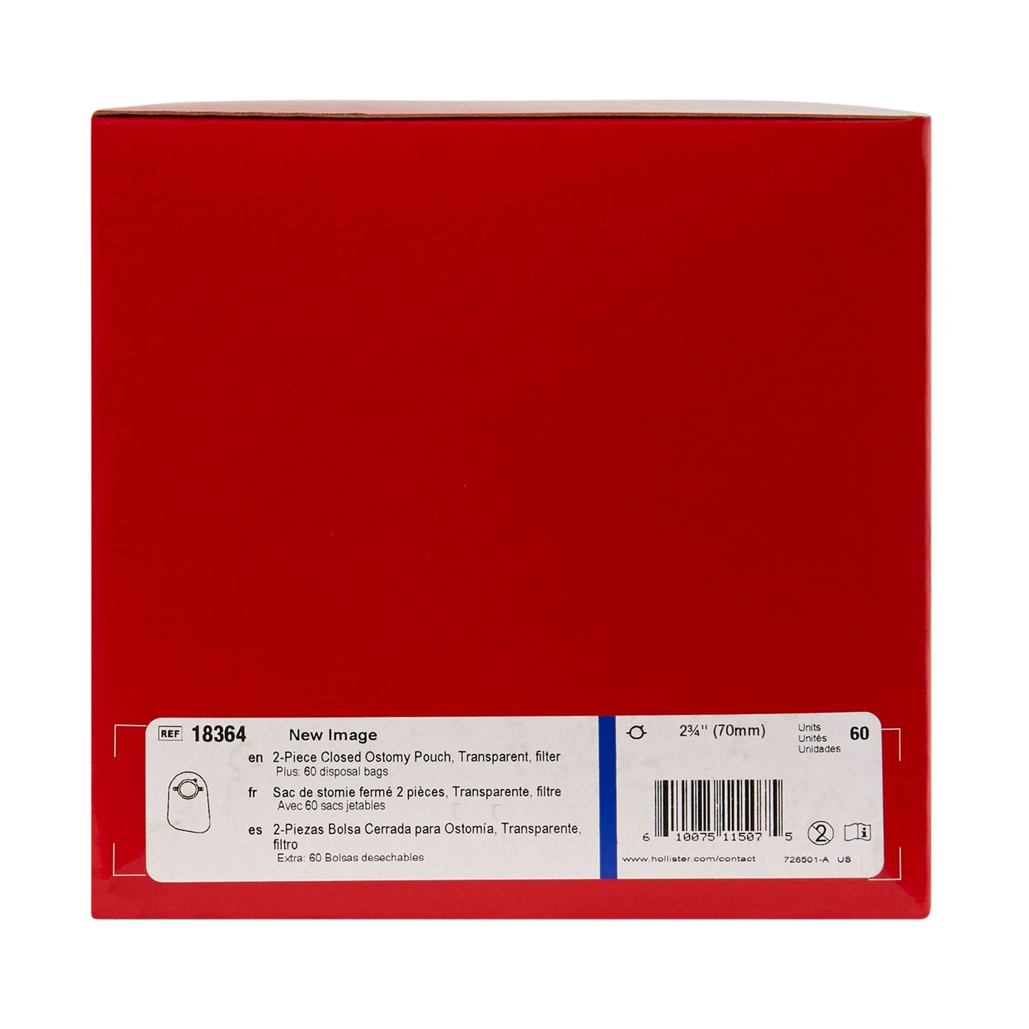 New Image™ 2-Piece Transparent Ostomy Pouch, Pre-cut to Fit 70 mm Stomas, Blue 18364