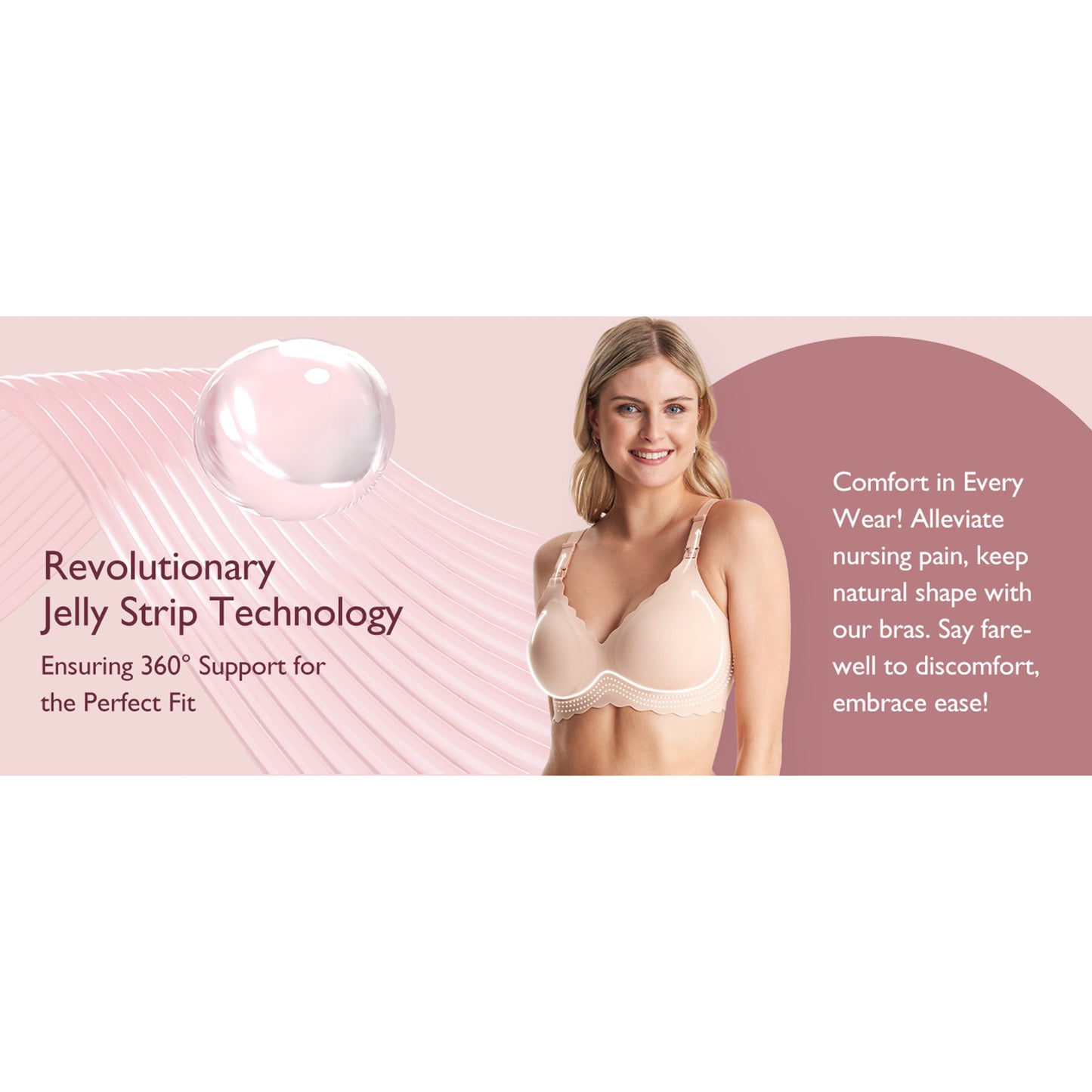 Nursing Bra Momcozy Jelly Strip 36 to 38 Inch Chest Large Beige Back Hook and Eye Closure Adjustable Shoulder Strap FB046-SK100L-A