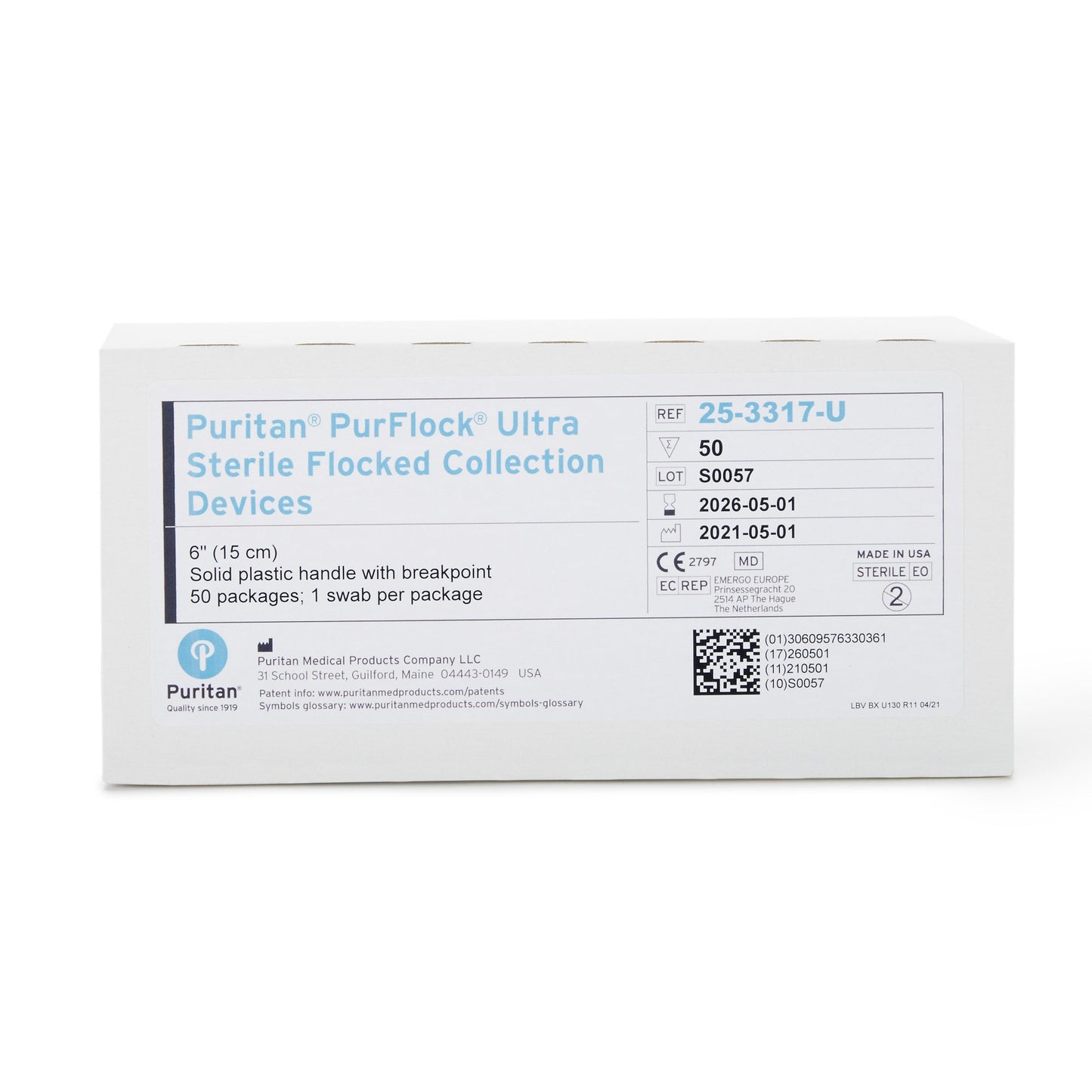 PurFlock Ultra® Nasopharyngeal Collection Swab, 6-Inch Length 25-3317-U