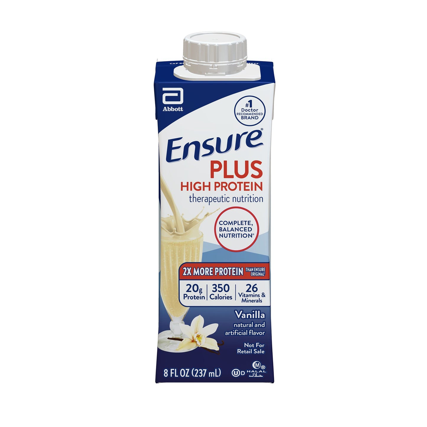 Oral Supplement Ensure® Plus High Protein Therapeutic Nutrition Shake Vanilla Flavor Liquid 8 oz. Reclosable Carton - 68234