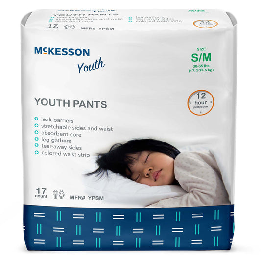 Unisex Youth Absorbent Underwear McKesson Pull On with Tear Away Seams Small / Medium Disposable Heavy Absorbency - YPSM