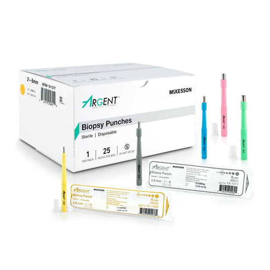 Biopsy Punch McKesson Argent™ Dermal Five 2 mm, Five 3 mm, Five 4 mm, Five 5 mm, and Five 6 mm - 16-1317
