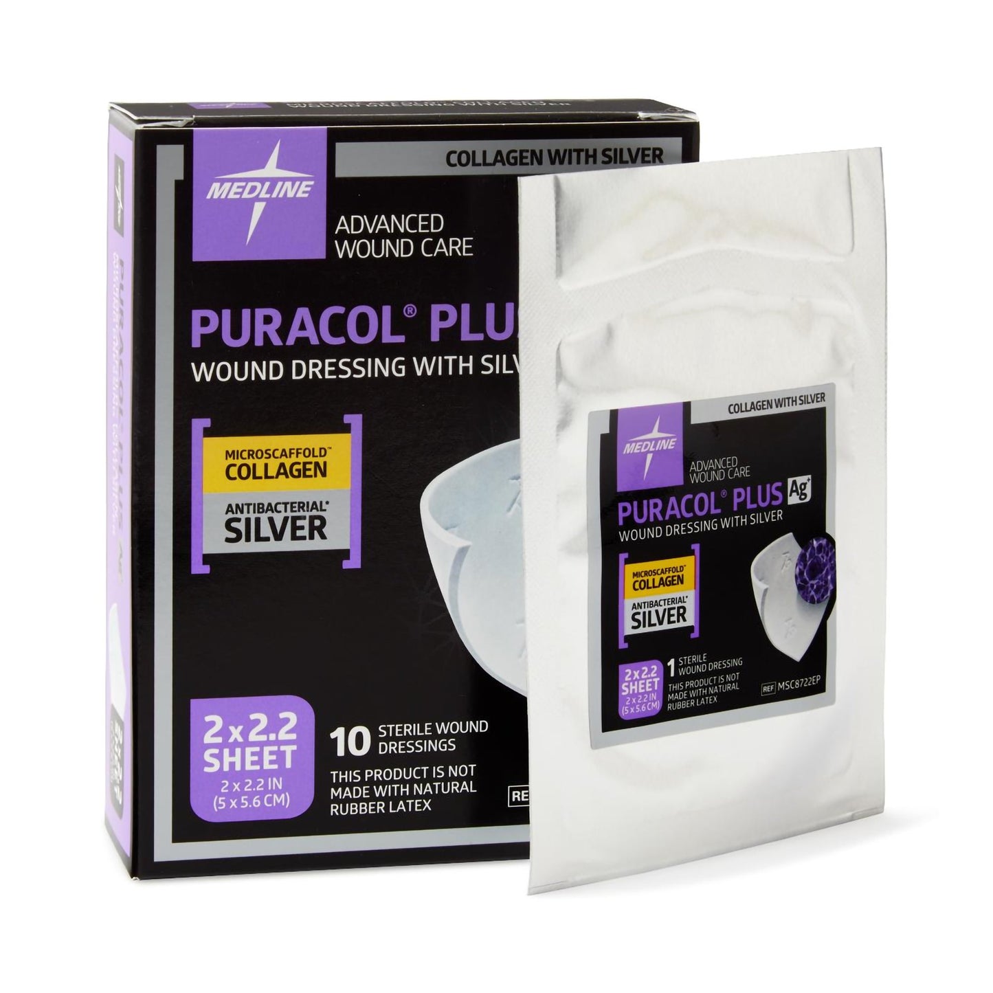 Silver Collagen Dressing Puracol® Plus AG+ 2 X 2 Inch Square Sterile - MSC8722EP