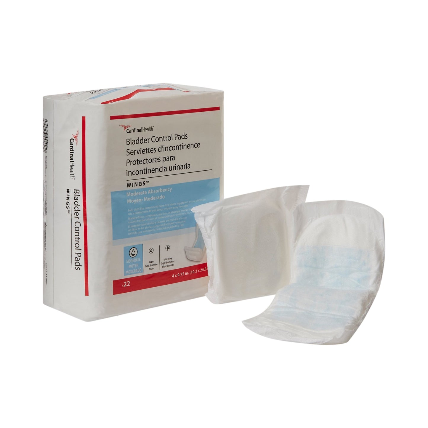 Sure Care™ Bladder Control Pads, Moderate Absorbency, 4 x 9.75 Inch 1100B