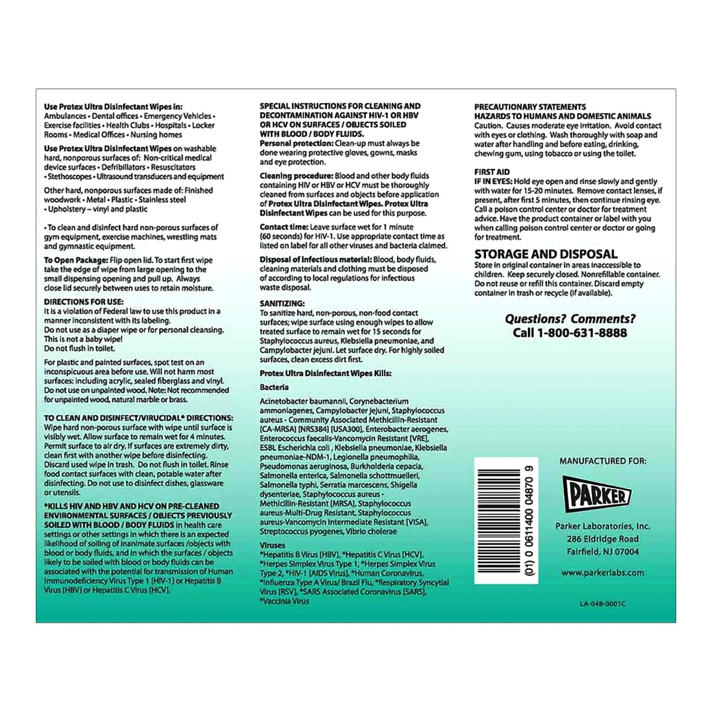 Protex® Ultra Disinfectant Wipes, 7 x 9.5 Inch 48-70