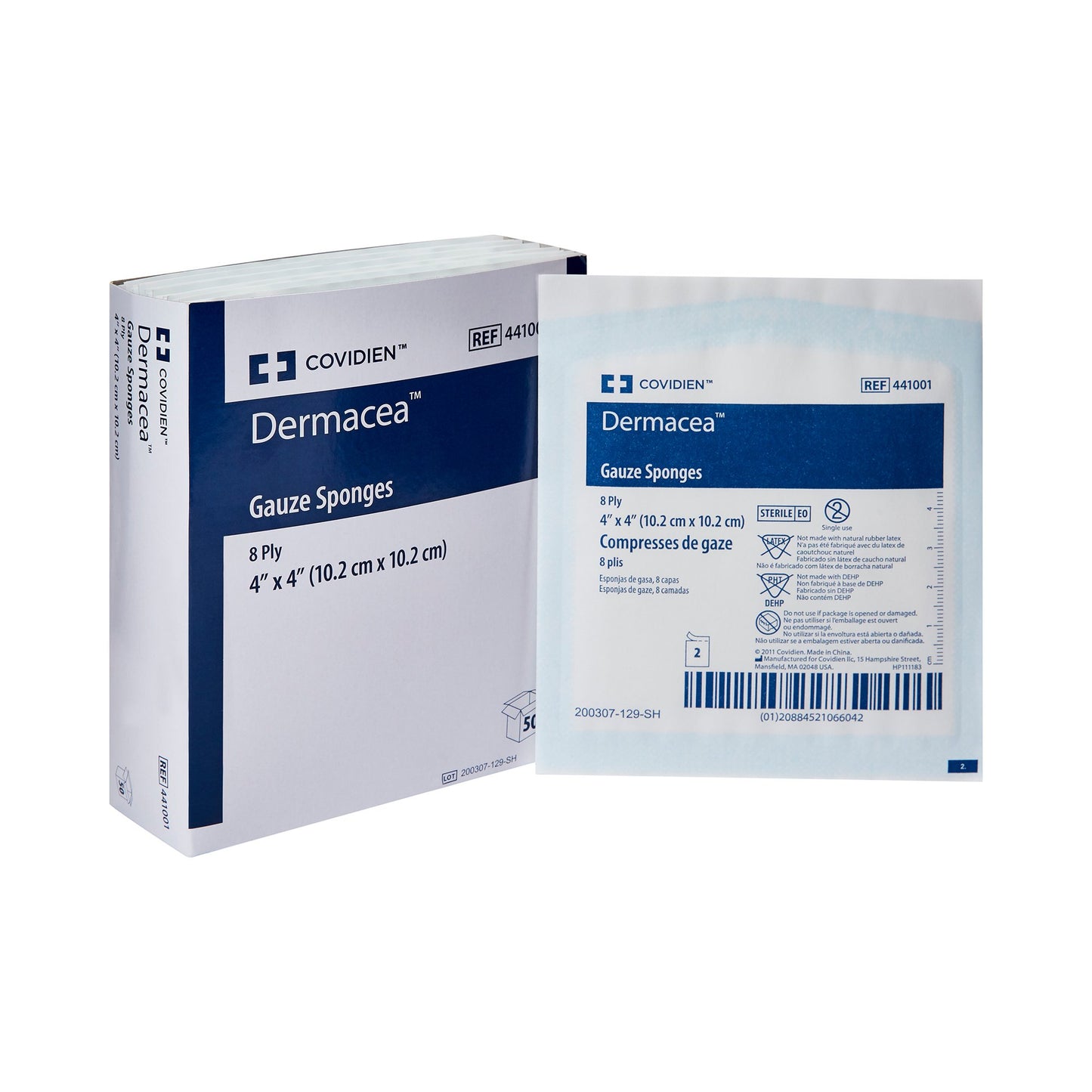 Gauze Sponge Dermacea™ 4 X 4 Inch 8-Ply Sterile 2 per Pack - 441001