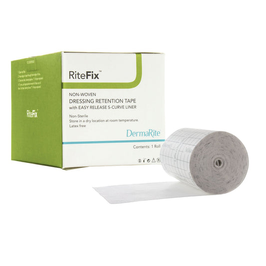 Water Resistant Dressing Retention Tape with Liner RiteFix™ White 1 Inch X 11 Yard Nonwoven NonSterile - 68111